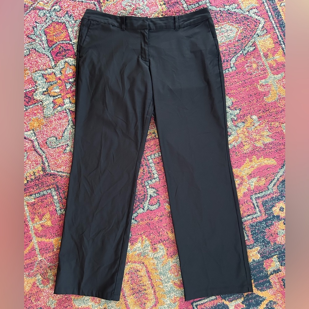Nike | Women's Black Dri-FIT Golf Pants Ankle Slits Black Embroidered Logo Sz 16 - Picture 6 of 16
